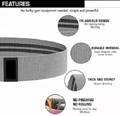 Fitcozi Grey Fabric Resistance Bnad For Men and Womer For Home and Gym Exercise Resistance Tube(Grey)
