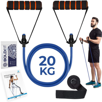 BOLDFIT Resistance Tube, Exercise & Stretching Resistance Band Set For Men & Women Workout Resistance Tube(Blue)