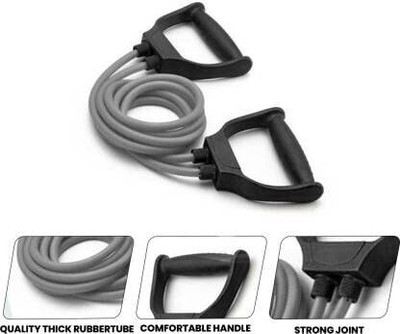 FlexCore Double Rubber Stretching Gym Home Workout Complete Body Exerciser Resistance Tube(Grey)