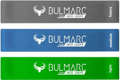 Bulmarc 10 Inches Set of Three Mini Loop Resistance Bands (Light Medium and Heavy) Resistance Tube(Multicolor)