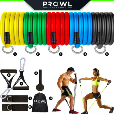 PROWL by Tiger Shroff 11 Pcs Bands Set, Exercise Bands, Home Workout Bands Resistance Tube(Multicolor)