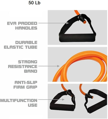 Fitcozi Workout for Men/Women. (As per Image) ,Natural Rubber;Foam Resistance Tube(Orange)