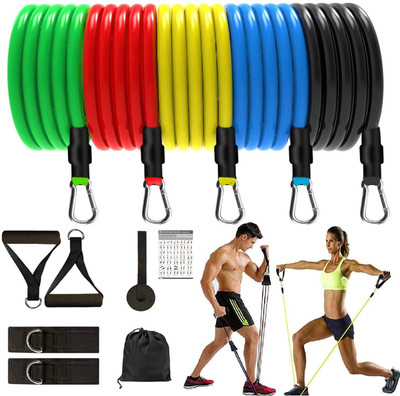 Athlian 11-in-1 Resistance Tube Set, 150 lbs Home Gym Exercises Resistance Tube(Black, Blue, Green, Red, Yellow)
