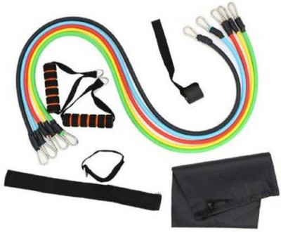 ALORNOR 11 Pcs Portable Fitness Exercise Bands with Handles Training Tubes-J26 Resistance Tube(Multicolor)