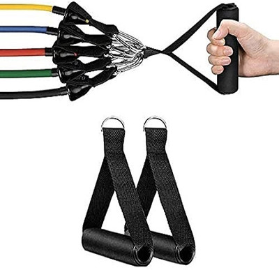 Fitcozi Resistance Band Handle set with 8mm snaphooks and door anchor Resistance Tube(Black)