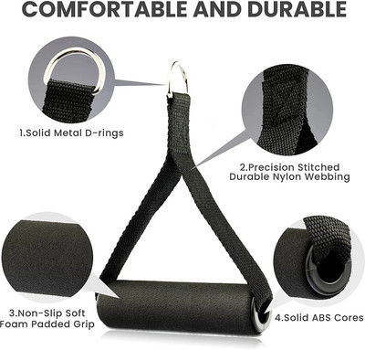 LIVOX Resistance Band D Shaped Handles, Resistance Tube Attachments Gym Equipment Resistance Tube(Black)