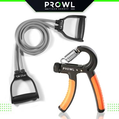PROWL by Tiger Shroff Double Toning Resistance Tube & Hand Power Gripper for Workout Resistance Tube