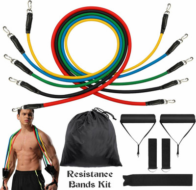 BOLDHIGH 11 in One Resistance Band kit with Door Anchor, Foam Handles & Leg Ankle Strap Resistance Tube(Multicolor)