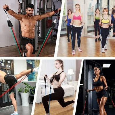 DuraTube Double Toning Resistance Tube Heavy Quality for Stretching, Full Workout Tube Resistance Tube(GRAY AND BLACK)