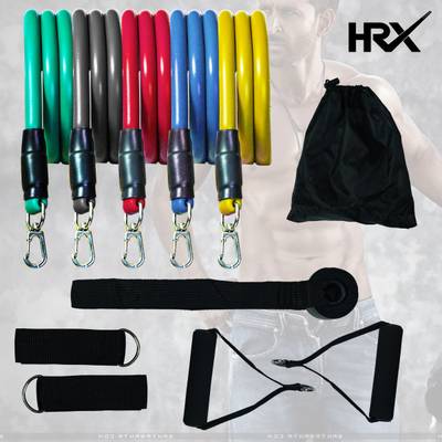 HRX Resistance Bands Set for Exercise Stretching and Workout