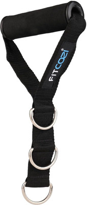 Fitcozi versatile Gym Handle with 3 D- Rings (Black) for Cable Machine Resistance Tube(Black)