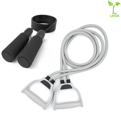 LIVOX Double Toning Resistance Tube with Skipping Rope Resistance Tube(Multicolor)