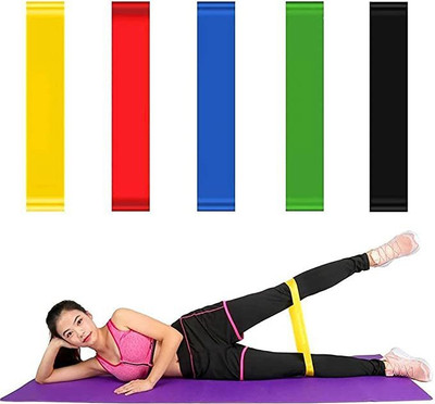 TINSUHG Set of 5 Bands for ,Stretching,Home Fitness,Yoga Resistance Tube (Multicolor) Resistance Tube(Multicolor)