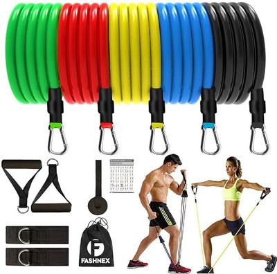 KLEANO resistance band 11 pc resistance band Resistance Tube(Multicolor)