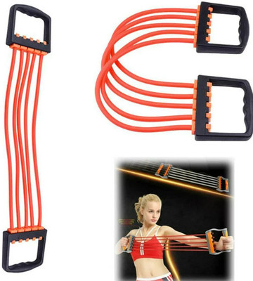 BOLDHIGH Adjustable Chest Expander for Fitness Workout with 5 Soft Latex Rope for Unisex Resistance Tube(Multicolor)