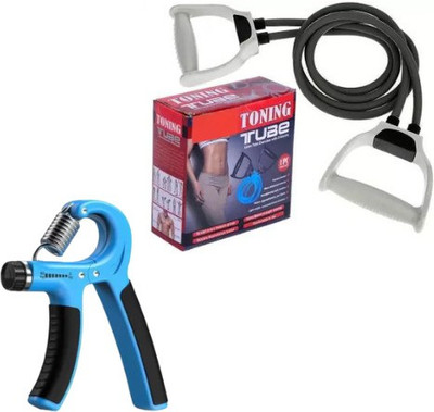 BoldFire Combo Rubber Bands for Fitness Exercise Resistance Tube with gripper Resistance Tube(Blue)