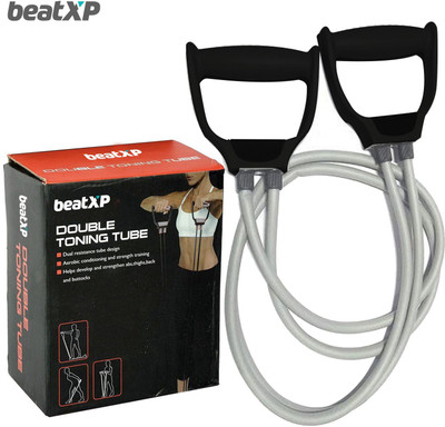 Avomaa Pull Rope Double Stretching Tube Latex Fitness Band Toning Tube@174 Resistance Tube(Grey)