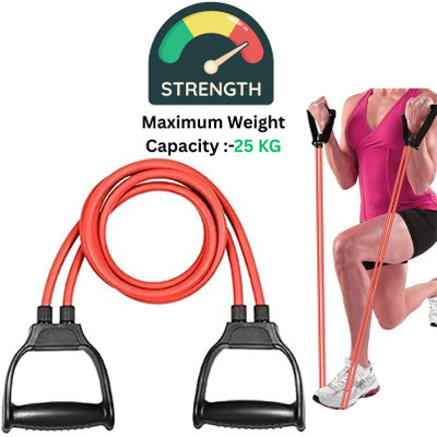 GJSHOP Double Toning Tube Heavy Quality Pull Rope Elastic Rubber Exercise Band Resistance Tube(Red)