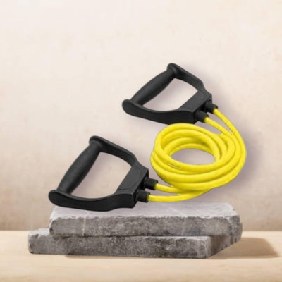 Aoriyon QOJ1LKJO Double Toning Exercise Resistance Tube (BLACK YELLOW) Resistance Tube(Yellow)