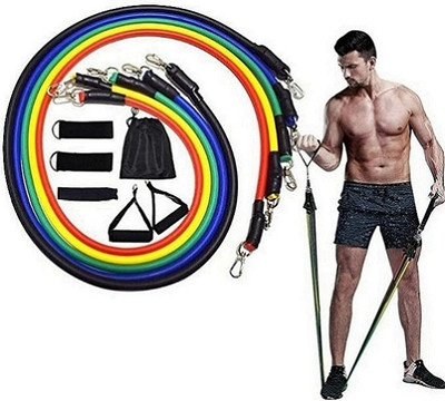 VINSONIC 11pcs/Set Fitness Resistance Bands-Training Equipment for Arm Leg Training Gym . Resistance Tube(Multicolor)