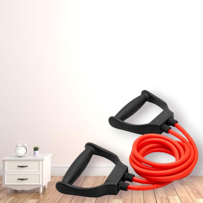 SRD JU-8U Elastic Bands Fitness Rubber for Exercise Resistance Tube (BLACK RED) Resistance Tube(Mulicolour)