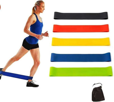jayent Resistance Loop Bands for Legs and Hand -5 Set Loop Elastic Belt Round Rubber Pilates Band(Multicolor, Pack of 5)