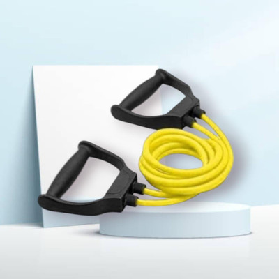 SRD HI-9IEK Toning Tube Elastic Rubber Exercise (BLACK YELLOW) Resistance Tube(Yellow)