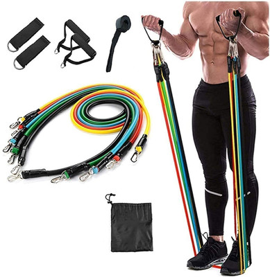 Cristavista 11 Pcs Gym Power Resistance Band Set for Workout, (Multicolor) Resistance Tube(Multicolor)