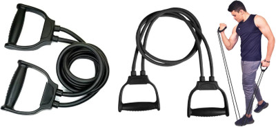 Coolmonkey COMBO Double Toning Resistance Tube Heavy Quality Exercise for Stretching Resistance Tube(Black)