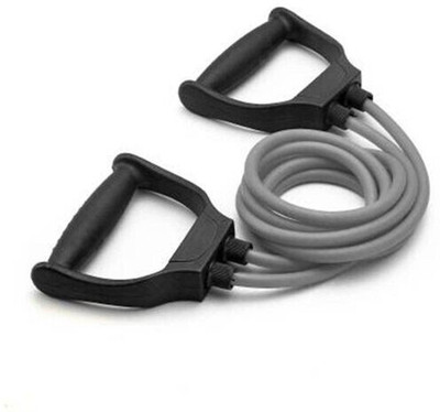 ResiForce Resistance Bands Toning Tube Exerciser with D Handle Fitness Rope Rubber Bands Resistance Tube(Grey, Black)