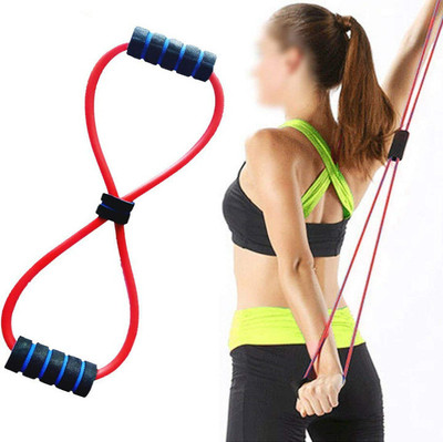 aavoam Yoga Chest Expander Latex Figure 8 Shape Yoga Fitness Workout Toning Resistance Tube(Multicolor)