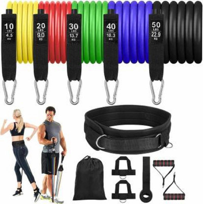 xwipe 11 Piece Gym Power Resistance Band Set for Workout and Yoga Resistance Resistance Tube(Multicolor)