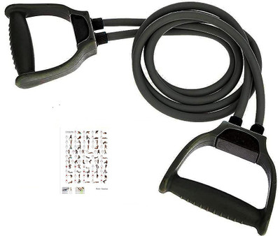 MORATER Double Toning Resistance Tube Exercise Band for Stretching, Full Body Workout Resistance Tube(Black, Grey)