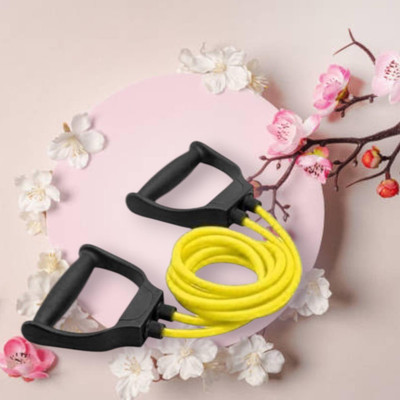 SRD JX0-SJ Toning Tube Elastic Rubber Exercise (BLACK YELLOW) Resistance Tube(Yellow)