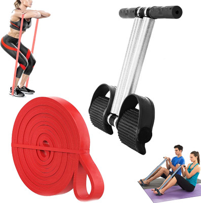 QUICK FIT Combo Of Power Band & Tummy Trimmer Black For GYM And Home WorkOut Resistance Tube(Multicolor)