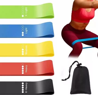 Fitcozi Bands for Leg and Hand - 5 Set Loop Elastic Belt Resistance Tube (Multicolor) Resistance Tube(Multicolor)