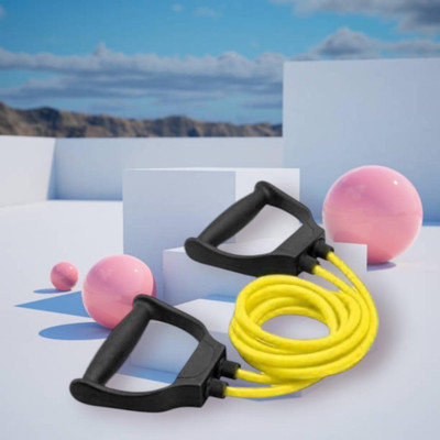 Aoriyon A-D9D toning muscles general fitness (BLACK YELLOW) Resistance Tube(Yellow)