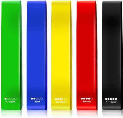Fitfun Loop Bands Set Of 5, Workout Loop Bands Yoga Resistance Band Resistance Tube(Green, Yellow, Red, Blue, Black)