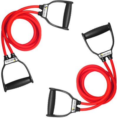 AJRO DEAL Double Toning Tube,Exercise & Stretching Resistance Band For Men & Women Workout Resistance Tube(Red & Red, Combo 2 Pcs)