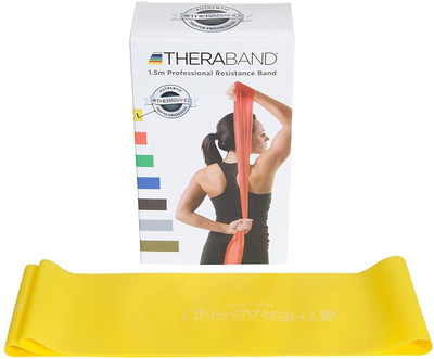 Theraband Resistance Latex Free Exercise Band 4 Feet(Length) x 4 Inches(Width)- Yellow Resistance Band(Yellow, Pack of 1)