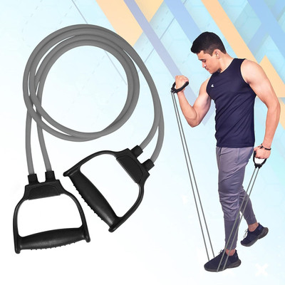 LIONFIT Rubber Tube for Exercise for Men & Women Strength Training Home Gym Equipmen Resistance Tube(Black, Grey)
