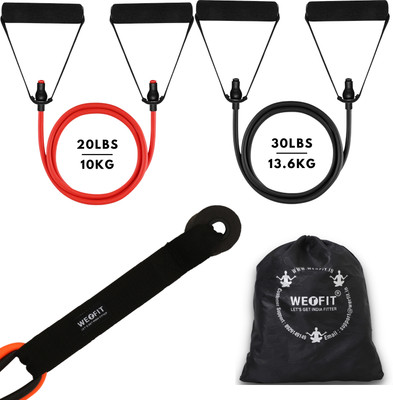 WErFIT Resistance Band &Tube Pack of 2, Complete Workouts(20&30 LBS)Carry Bag&Door Anchor Resistance Tube(Red & Black)
