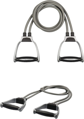 Coolmonkey Double Toning Resistance Tube Heavy Quality Exercise for Stretching pack 2 Resistance Tube(Grey, Black)