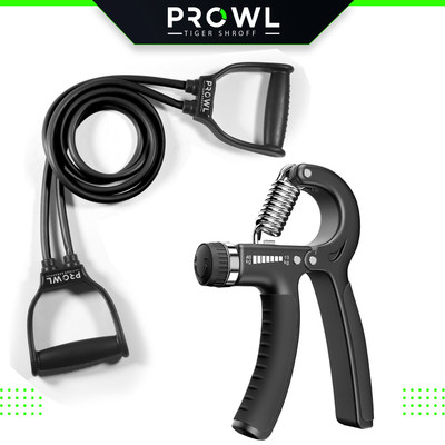 PROWL by Tiger Shroff Resistance Tube for Exercise / Stretching & Hand Power Gripper Resistance Tube(Black Black)