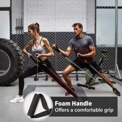 ALORNOR 11 Pcs resistance band home workout gym training men & women Resistance9-N60 Resistance Tube(Multicolor)