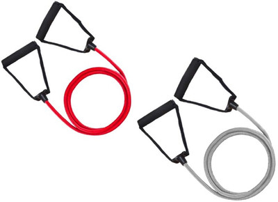AJRO DEAL Single Toning Tube with Foam Handle Ideal for Physical Therapy Muscle Toning Resistance Tube(Red, Grey)