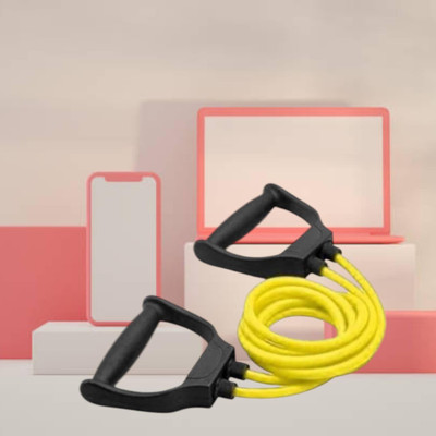 SRD JHU-7S Toning Tube Elastic Rubber Fitness (BLACK YELLOW) Resistance Tube(Yellow)
