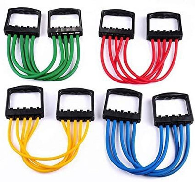 NMS TRADERS Men & Women Personal Rubber Rope Adjustable 5 SILICONE STRIPES CHEST EXPANDER Resistance Tube(Multicolor)
