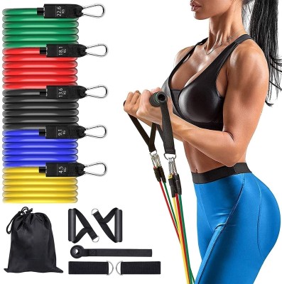 Pheonix Resistance Bands Kit for Strength and Flexibility for Home Gym Workout Resistance Tube(Multicolor)