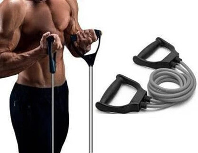 pulstrix Double Rubber Stretching Gym Home Workout Complete Body Exerciser Resistance Tube(Grey)